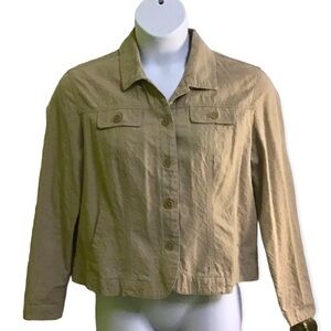 Croft & Barrow Women’s Beige Button Up Utility Jacket Fall Long Sleeve Sz Large